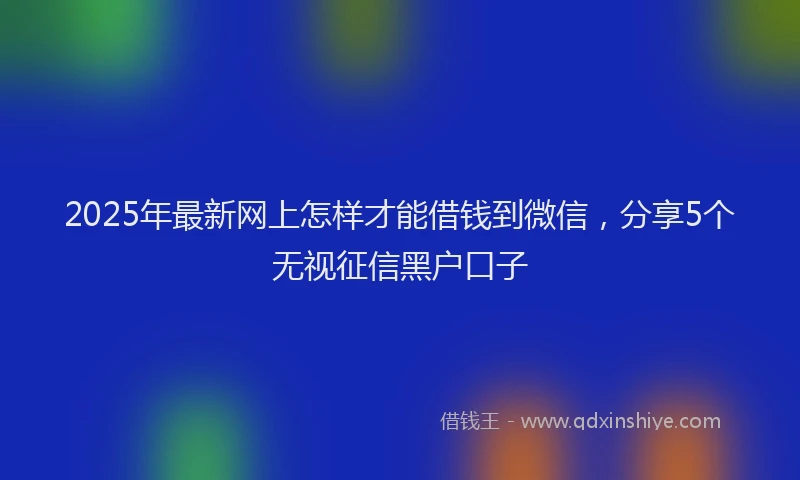 2025年最新网上怎样才能借钱到微信，分享5个无视征信黑户口子