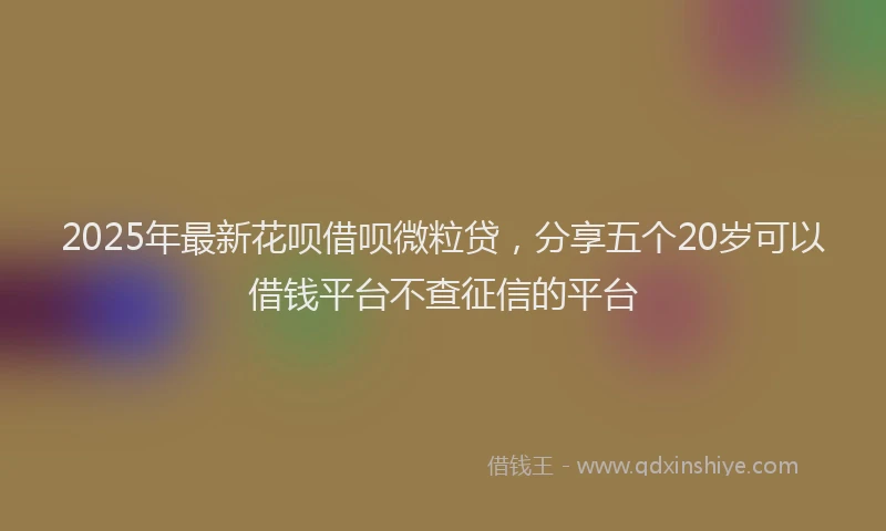 2025年最新花呗借呗微粒贷，分享五个20岁可以借钱平台不查征信的平台
