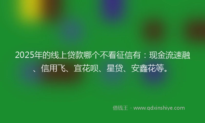 2025年的线上贷款哪个不看征信有：现金流速融、信用飞、宜花呗、星贷、安鑫花等。