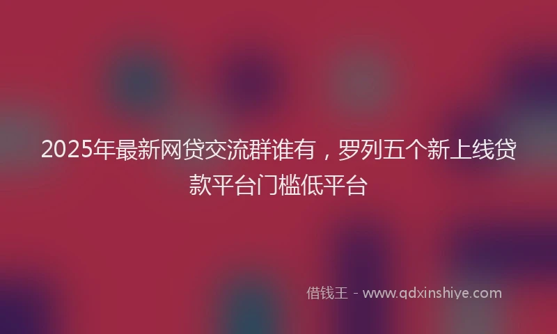 2025年最新网贷交流群谁有，罗列五个新上线贷款平台门槛低平台