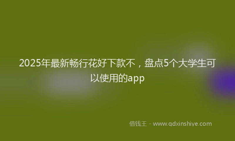 2025年最新畅行花好下款不，盘点5个大学生可以使用的app