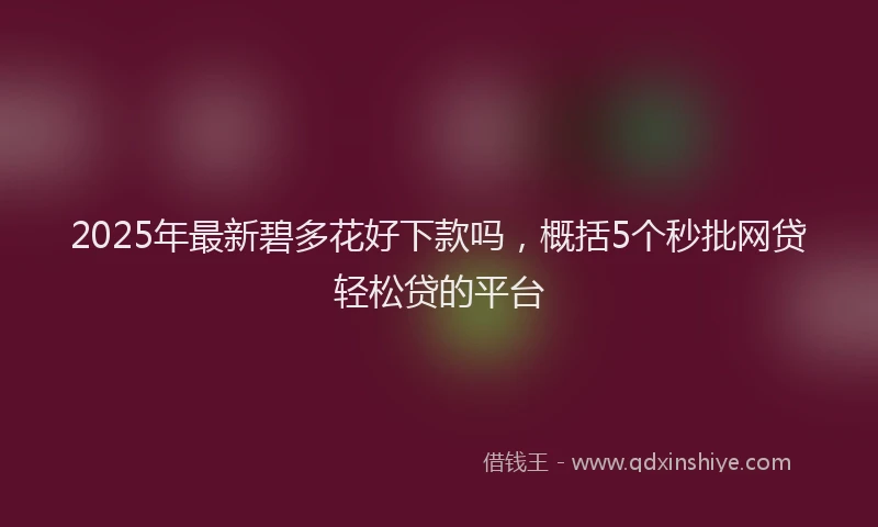 2025年最新碧多花好下款吗，概括5个秒批网贷轻松贷的平台