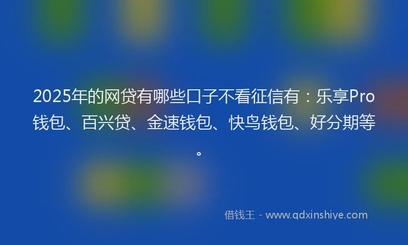 2025年的网贷有哪些口子不看征信有：乐享Pro钱包、百兴贷、金速钱包、快鸟钱包、好分期等。