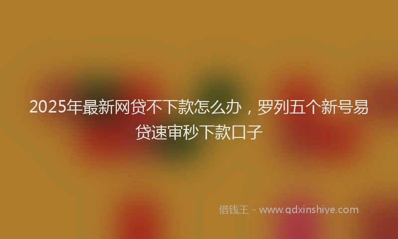 2025年最新网贷不下款怎么办，罗列五个新号易贷速审秒下款口子
