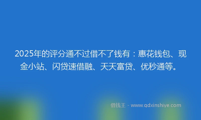 2025年的评分通不过借不了钱有：惠花钱包、现金小站、闪贷速借融、天天富贷、优秒通等。