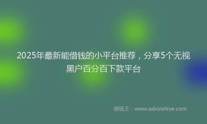 2025年最新能借钱的小平台推荐，分享5个无视黑户百分百下款平台