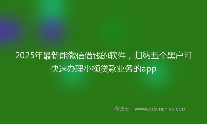 2025年最新能微信借钱的软件，归纳五个黑户可快速办理小额贷款业务的app