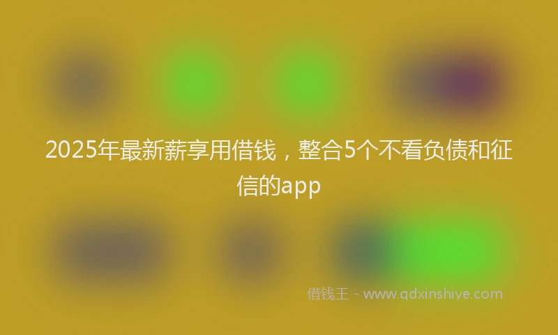 2025年最新薪享用借钱，整合5个不看负债和征信的app