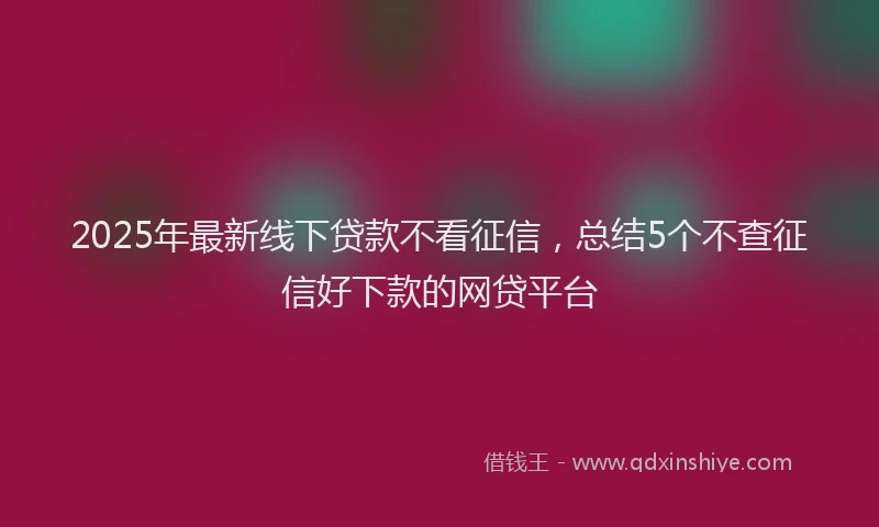 2025年最新线下贷款不看征信，总结5个不查征信好下款的网贷平台
