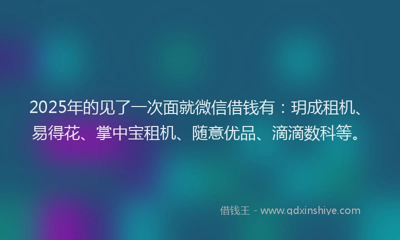 2025年的见了一次面就微信借钱有：玥成租机、易得花、掌中宝租机、随意优品、滴滴数科等。