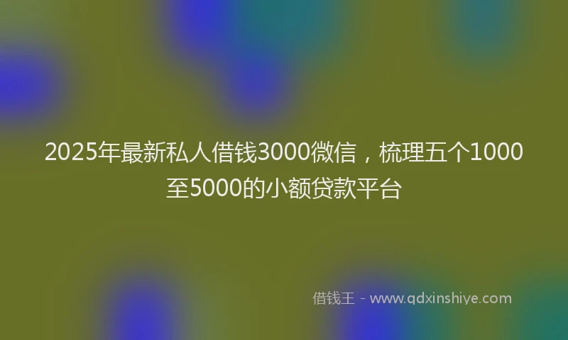 2025年最新私人借钱3000微信，梳理五个1000至5000的小额贷款平台