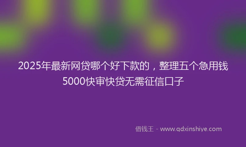 2025年最新网贷哪个好下款的，整理五个急用钱5000快审快贷无需征信口子