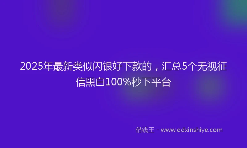 2025年最新类似闪银好下款的，汇总5个无视征信黑白100%秒下平台