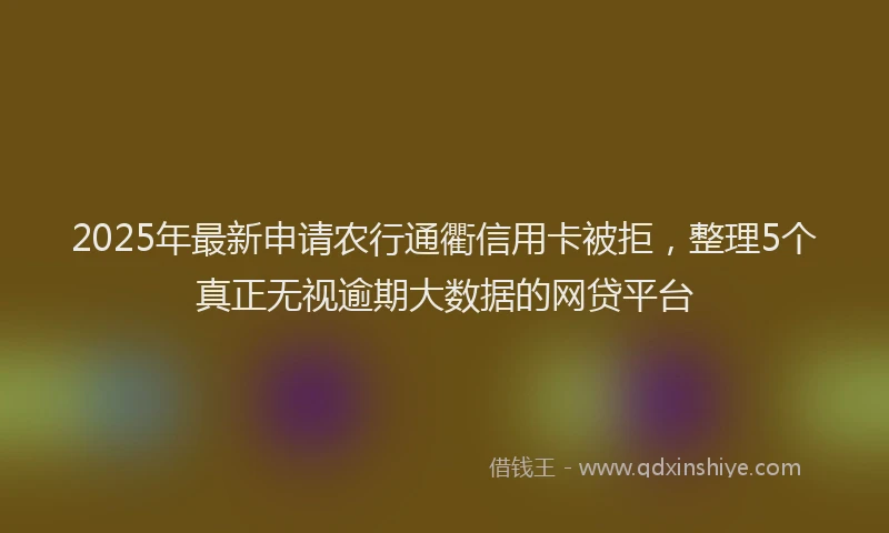 2025年最新申请农行通衢信用卡被拒，整理5个真正无视逾期大数据的网贷平台