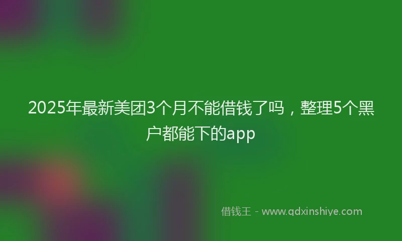 2025年最新美团3个月不能借钱了吗，整理5个黑户都能下的app