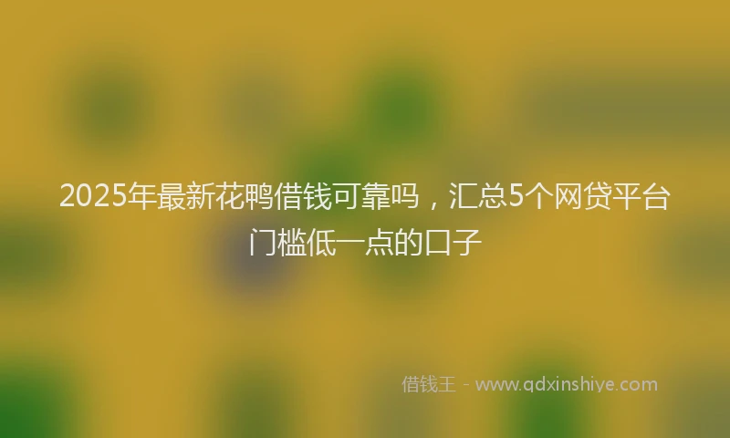 2025年最新花鸭借钱可靠吗，汇总5个网贷平台门槛低一点的口子