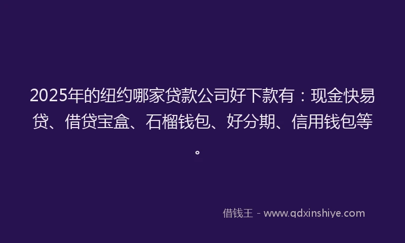 2025年的纽约哪家贷款公司好下款有：现金快易贷、借贷宝盒、石榴钱包、好分期、信用钱包等。