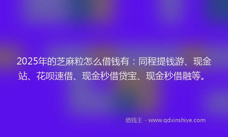2025年的芝麻粒怎么借钱有：同程提钱游、现金站、花呗速借、现金秒借贷宝、现金秒借融等。