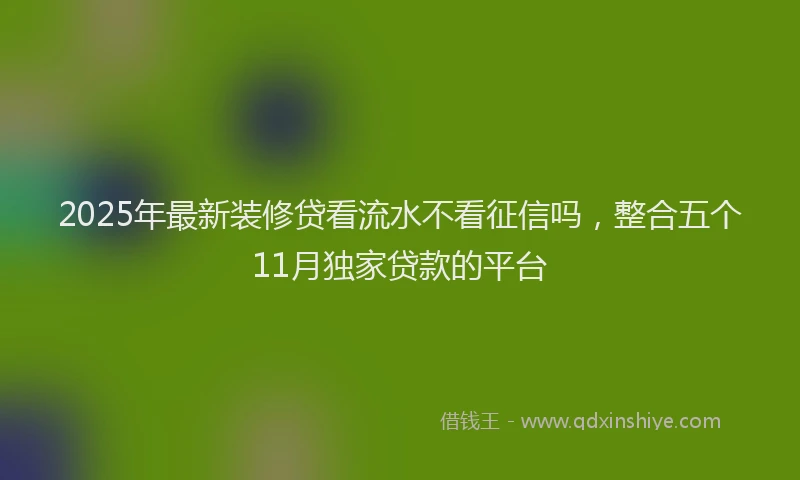 2025年最新装修贷看流水不看征信吗，整合五个11月独家贷款的平台