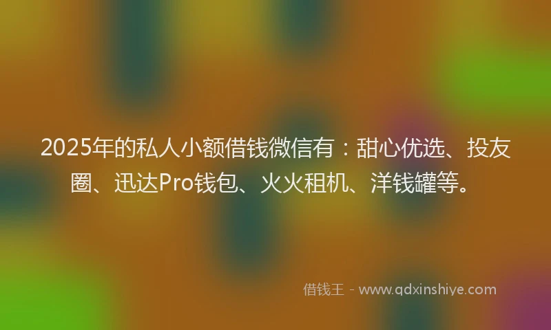 2025年的私人小额借钱微信有：甜心优选、投友圈、迅达Pro钱包、火火租机、洋钱罐等。