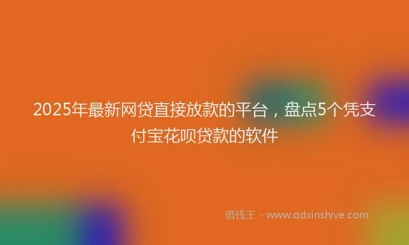 2025年最新网贷直接放款的平台，盘点5个凭支付宝花呗贷款的软件