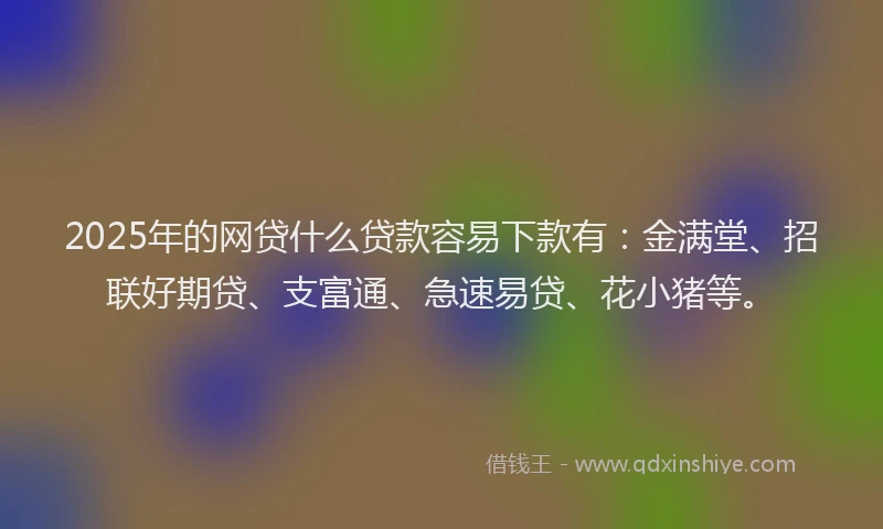 2025年的网贷什么贷款容易下款有：金满堂、招联好期贷、支富通、急速易贷、花小猪等。