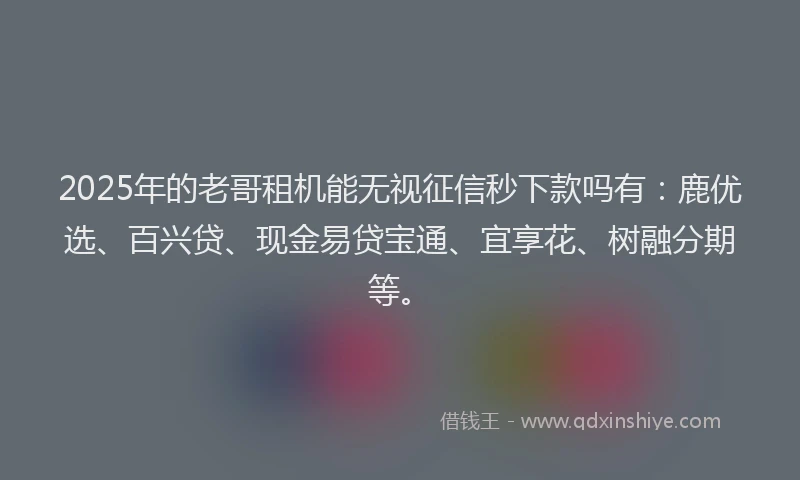 2025年的老哥租机能无视征信秒下款吗有：鹿优选、百兴贷、现金易贷宝通、宜享花、树融分期等。