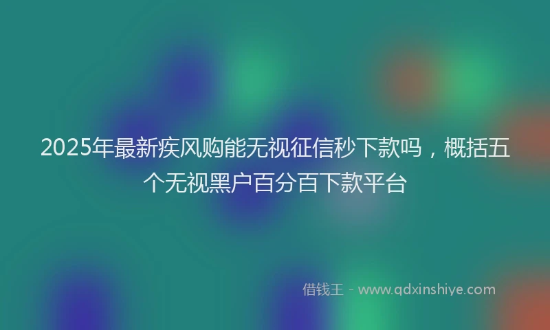 2025年最新疾风购能无视征信秒下款吗，概括五个无视黑户百分百下款平台