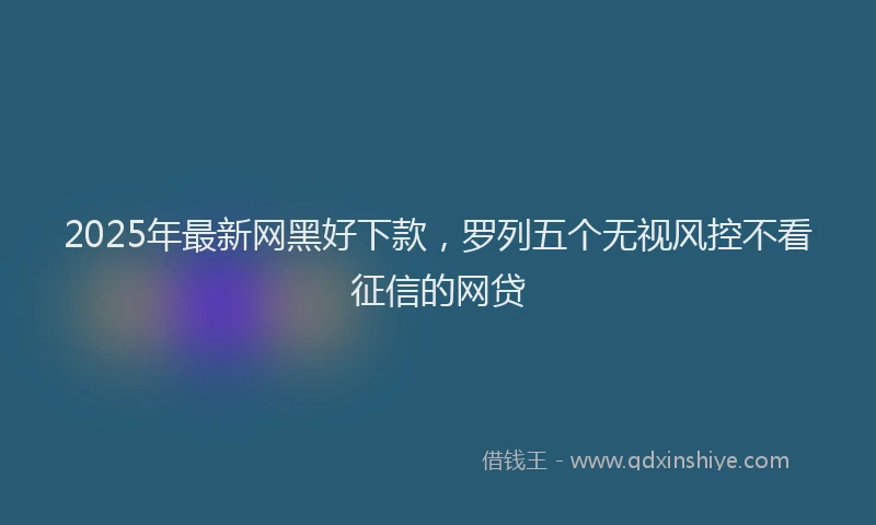 2025年最新网黑好下款，罗列五个无视风控不看征信的网贷