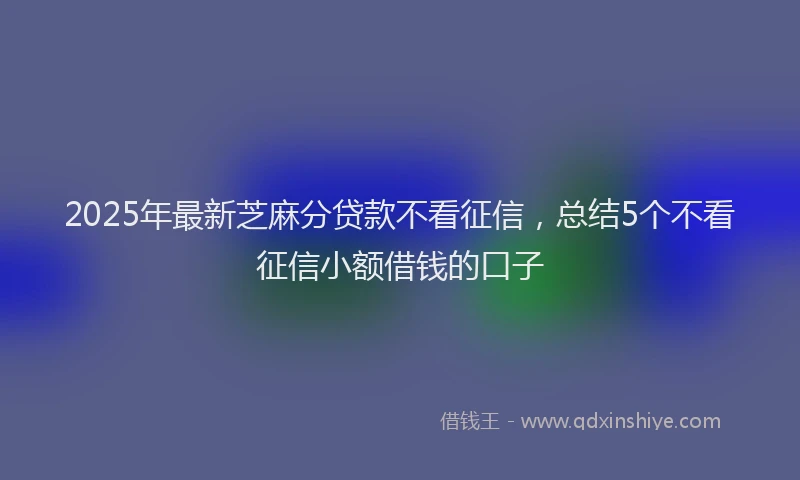 2025年最新芝麻分贷款不看征信，总结5个不看征信小额借钱的口子