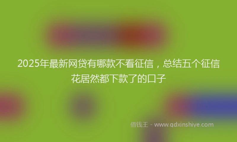 2025年最新网贷有哪款不看征信，总结五个征信花居然都下款了的口子