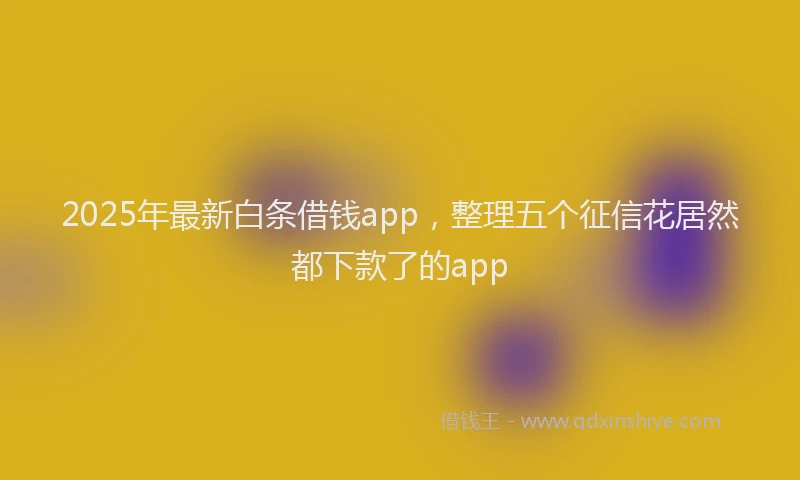 2025年最新白条借钱app，整理五个征信花居然都下款了的app