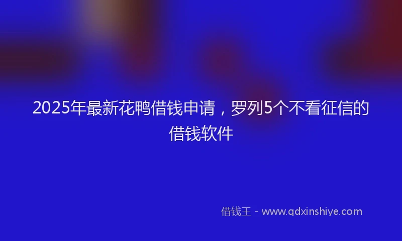 2025年最新花鸭借钱申请，罗列5个不看征信的借钱软件