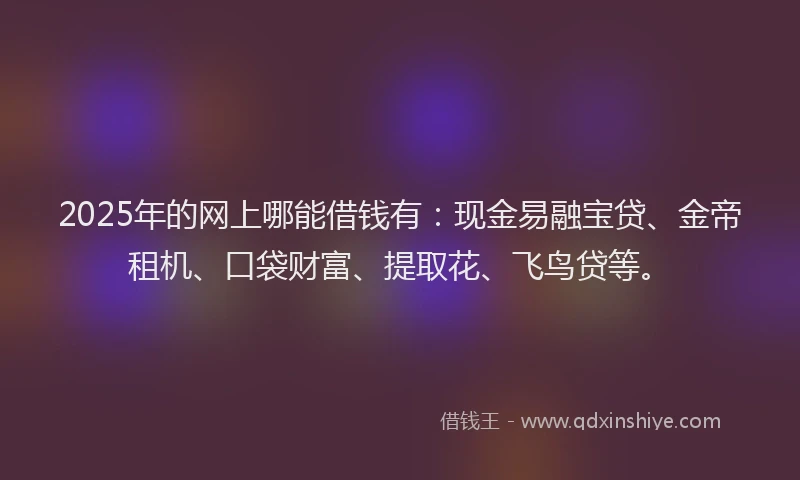 2025年的网上哪能借钱有：现金易融宝贷、金帝租机、口袋财富、提取花、飞鸟贷等。