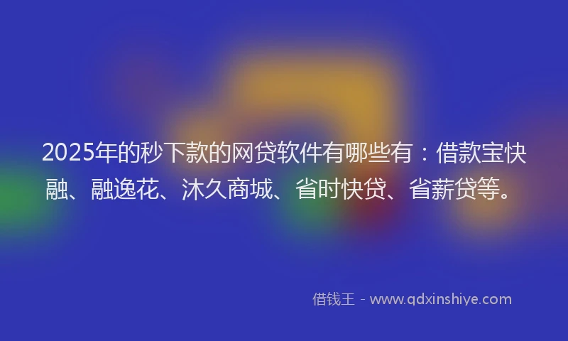 2025年的秒下款的网贷软件有哪些有：借款宝快融、融逸花、沐久商城、省时快贷、省薪贷等。