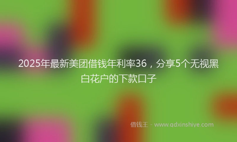 2025年最新美团借钱年利率36，分享5个无视黑白花户的下款口子