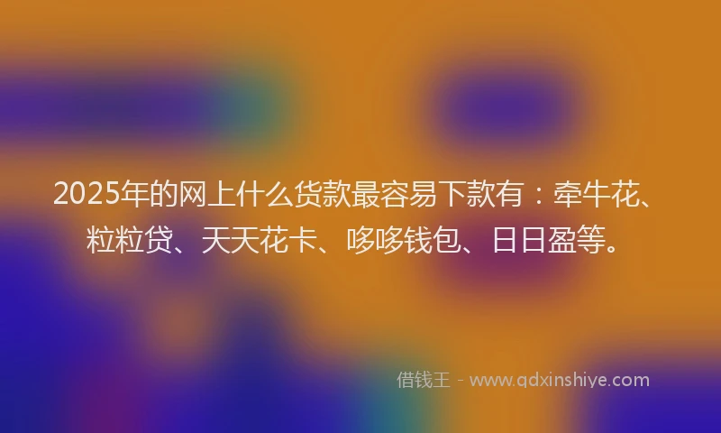 2025年的网上什么货款最容易下款有：牵牛花、粒粒贷、天天花卡、哆哆钱包、日日盈等。