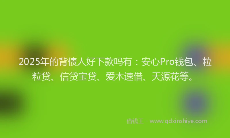 2025年的背债人好下款吗有：安心Pro钱包、粒粒贷、信贷宝贷、爱木速借、天源花等。