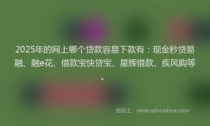 2025年的网上哪个贷款容易下款有：现金秒贷易融、融e花、借款宝快贷宝、星辉借款、疾风购等。