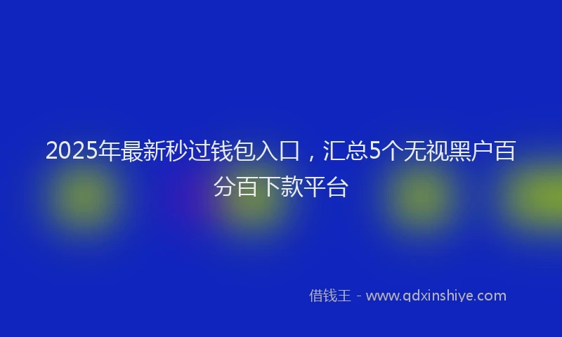 2025年最新秒过钱包入口，汇总5个无视黑户百分百下款平台