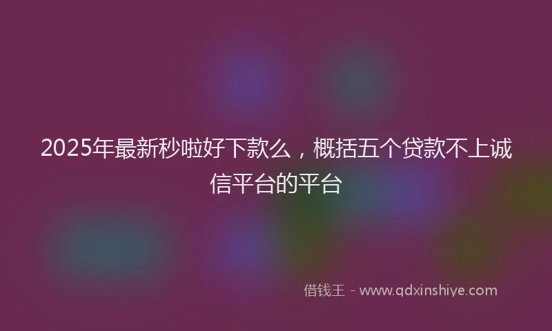 2025年最新秒啦好下款么，概括五个贷款不上诚信平台的平台