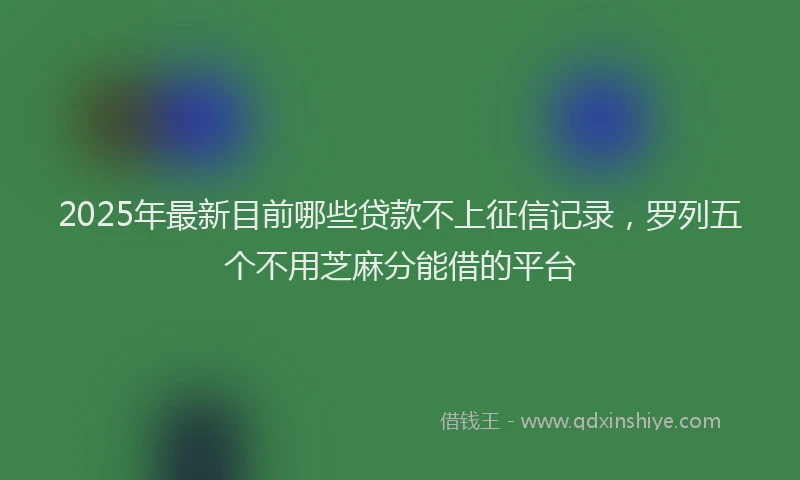 2025年最新目前哪些贷款不上征信记录，罗列五个不用芝麻分能借的平台