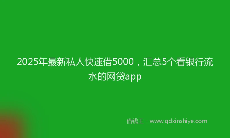2025年最新私人快速借5000，汇总5个看银行流水的网贷app
