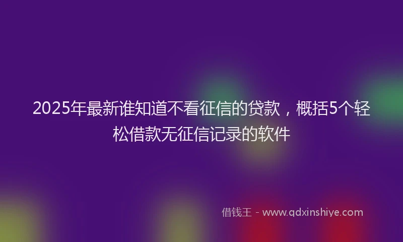 2025年最新谁知道不看征信的贷款，概括5个轻松借款无征信记录的软件