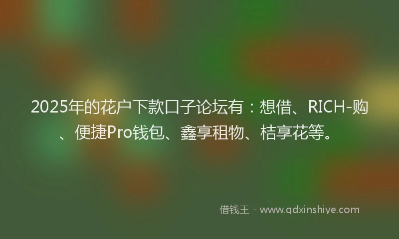 2025年的花户下款口子论坛有：想借、RICH-购、便捷Pro钱包、鑫享租物、桔享花等。