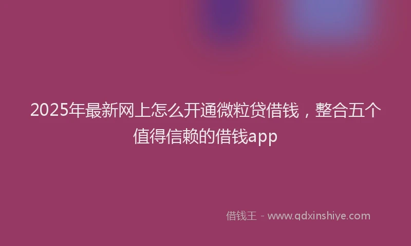 2025年最新网上怎么开通微粒贷借钱，整合五个值得信赖的借钱app