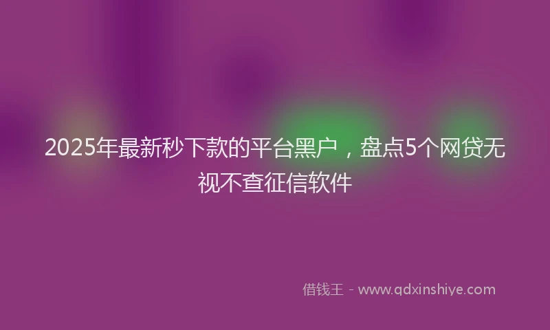 2025年最新秒下款的平台黑户，盘点5个网贷无视不查征信软件