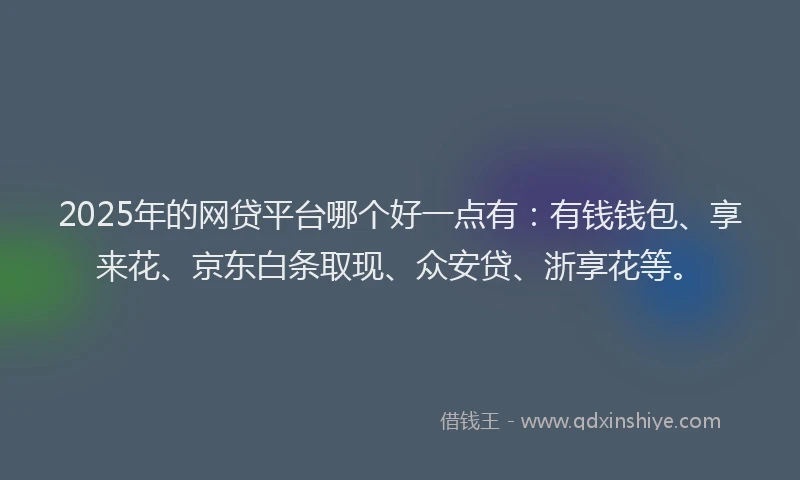 2025年的网贷平台哪个好一点有：有钱钱包、享来花、京东白条取现、众安贷、浙享花等。