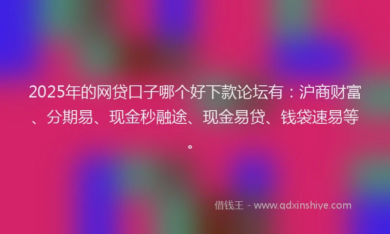 2025年的网贷口子哪个好下款论坛有：沪商财富、分期易、现金秒融途、现金易贷、钱袋速易等。