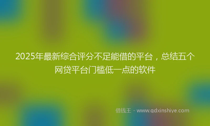 2025年最新综合评分不足能借的平台，总结五个网贷平台门槛低一点的软件